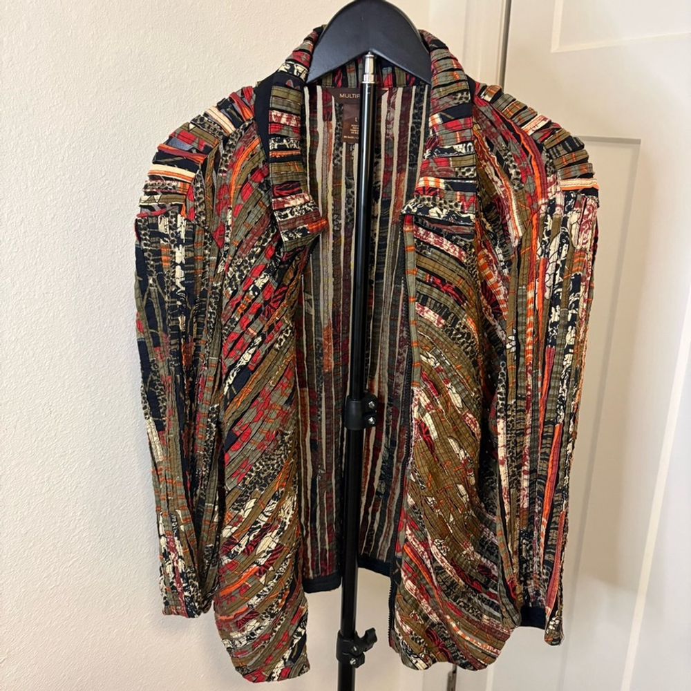 Multiples Multicolor Patchwork Jacket Boho Festive Women’s Size Large - Picture 3 of 8